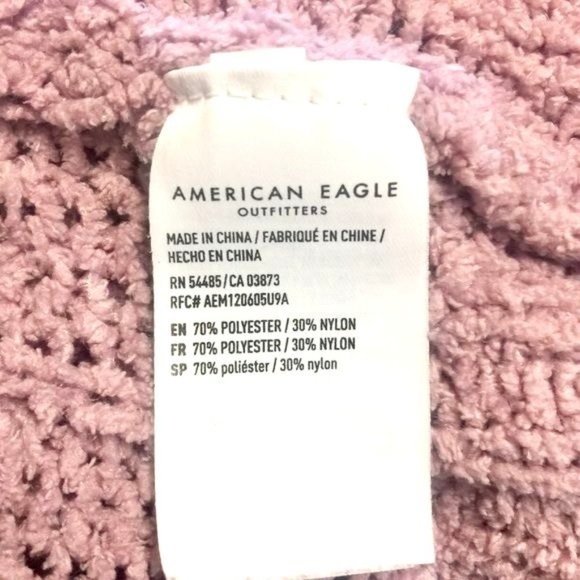 AEO Impossibly Soft Lilac Purple Cable Knit Sweater Large Crew Neck Pullover - Picture 9 of 10